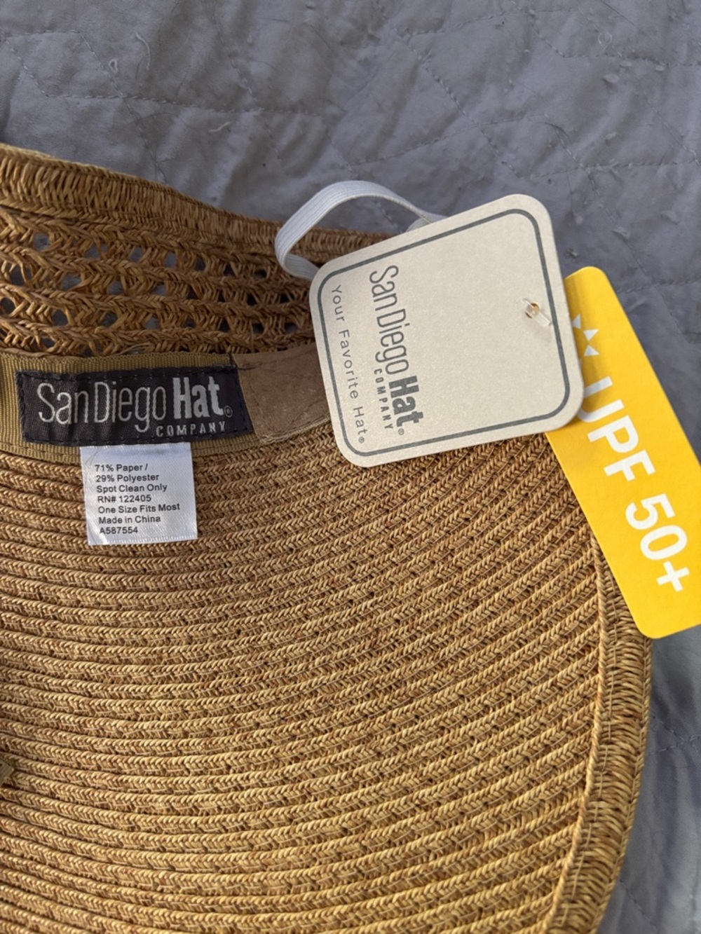 San Diego Hat Company Straw Visor UPF 50 Sun Block - Picture 3 of 11